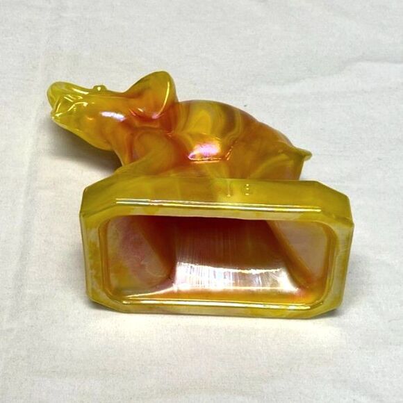 Boyd Art Glass Zack the Elephant Figure Slag Glass Sunkiste Carnival Iridescent - Picture 7 of 9